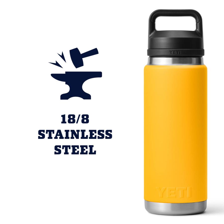 YETI Rambler 26オンス ボトル キャップ付き 真空断熱 ステンレス製、アルパインイエロー | YETI | 05