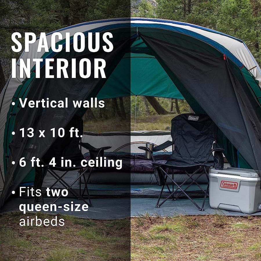 COLEMAN CABIN CAMPING TENT WITH WEATHERPROOF SCREEN ROOM | 6 PERSON CABIN TENT WITH ENCLOSED SCREENED PORCH, EVERGREEN | Coleman | 03
