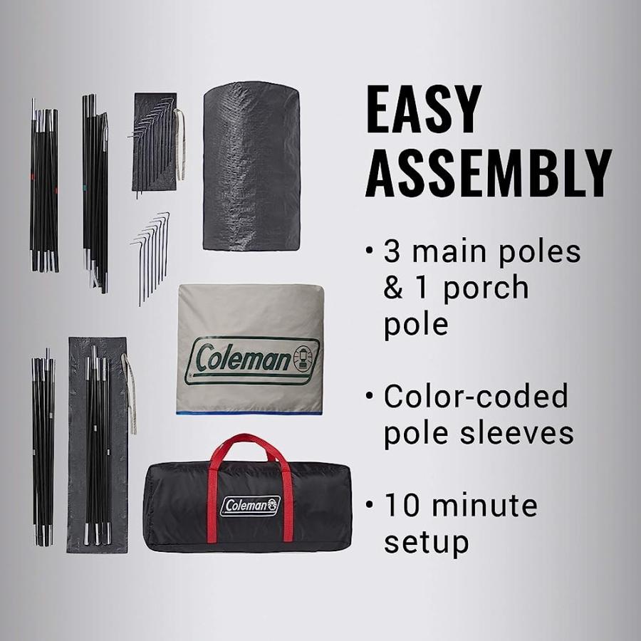 COLEMAN CABIN CAMPING TENT WITH WEATHERPROOF SCREEN ROOM | 6 PERSON CABIN TENT WITH ENCLOSED SCREENED PORCH, EVERGREEN | Coleman | 05