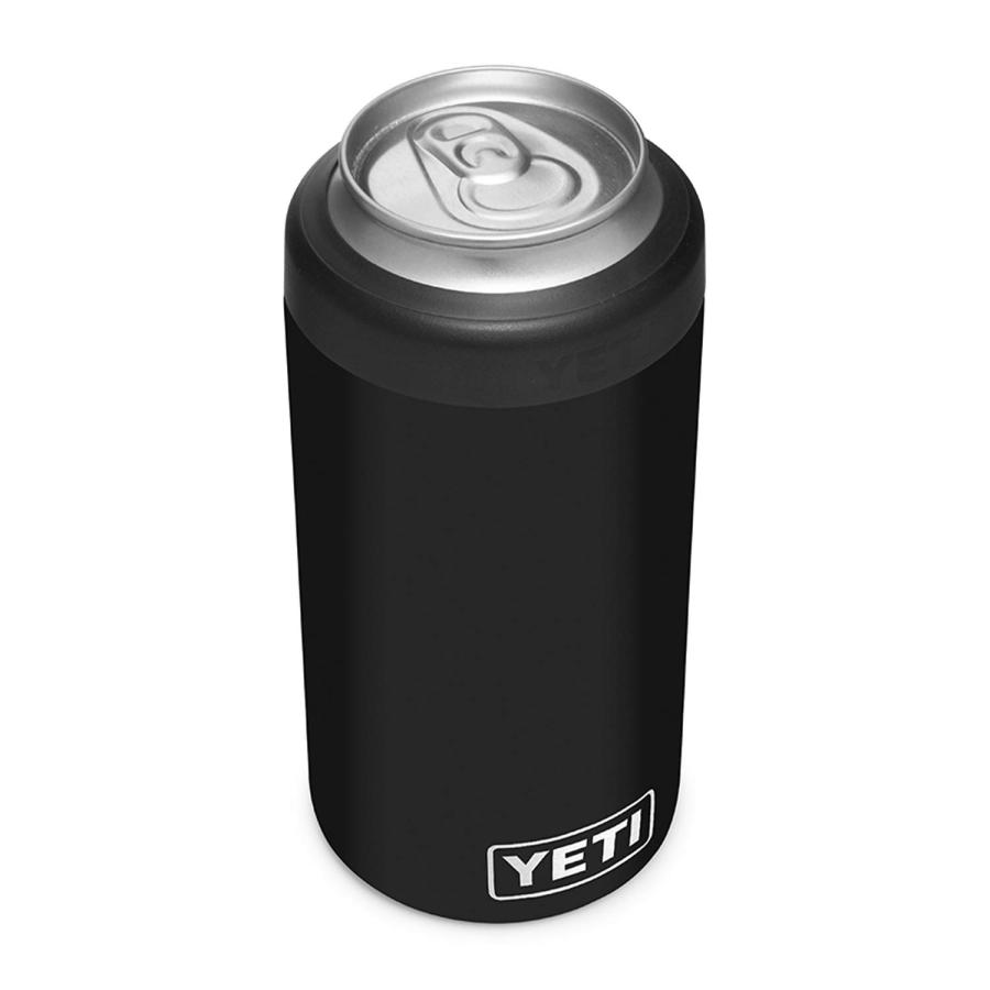 YETI Rambler 16オンス コルスター トール缶クーラー:YETI 真空断熱 ステンレス製、ブラック | YETI