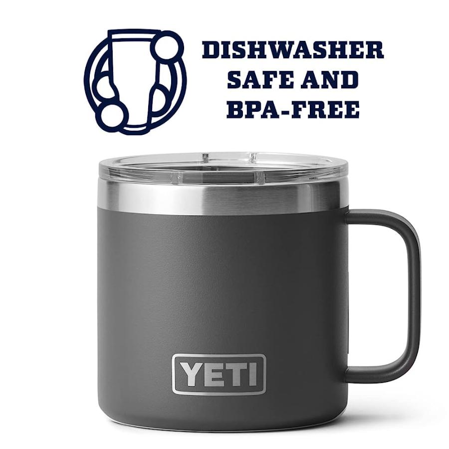 YETI RAMBLER 14 OZ MUG, VACUUM INSULATED, STAINLESS STEEL WITH MAGSLIDER LID, CHARCOAL | YETI | 02
