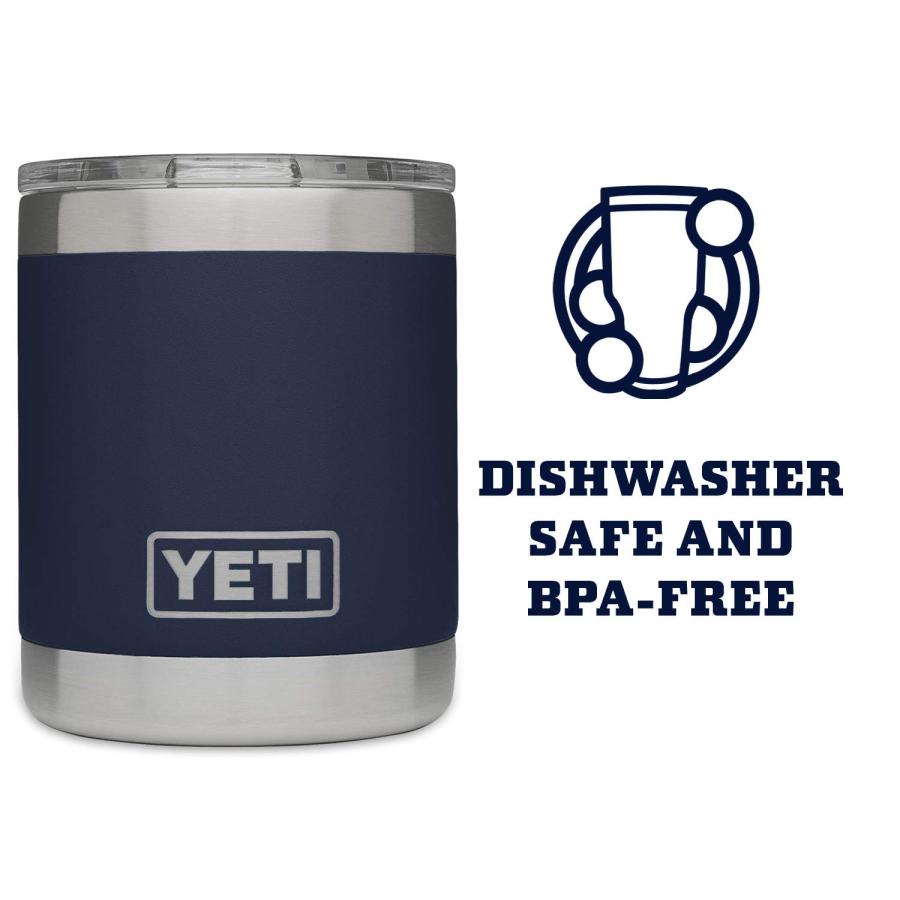 YETI Rambler 10オンス ローボール 蓋付き 真空断熱 ステンレス製、ネイビー | YETI | 04
