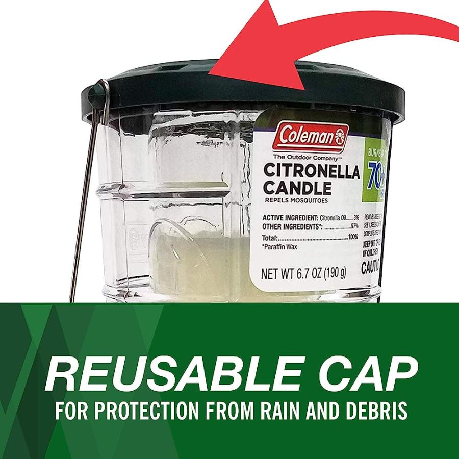 COLEMAN 70+ HOUR CITRONELLA CANDLE OUTDOOR LANTERN - 6.7 OZ, GREEN | Coleman | 02