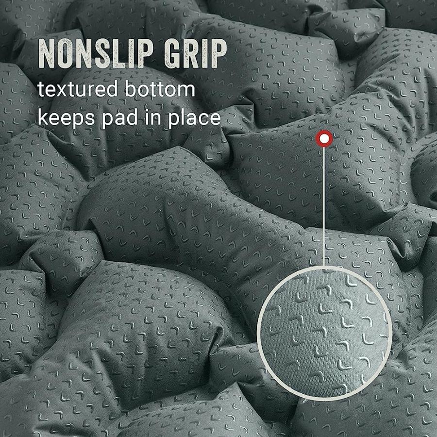 COLEMAN KOMPACT INFLATABLE CAMP SLEEPING PAD WITH BUILT-IN AIR VALVE AND INCLUDED CARRY BAG, NO PUMP NEEDED, TEXTURED GRIP BOTTOM KEEPS PAD IN PL | Coleman | 03