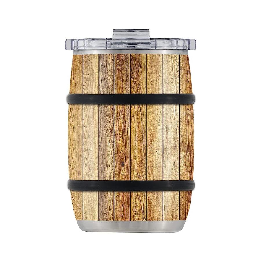 ORCA WHISKEY BARREL TUMBLER, 12 OZ. OAK WOOD GRAIN STYLE INSULATED STAINLESS STEEL WHISKEY GLASS BEER MUG KEEPS DRINKS ICE COLD | ORCA | 01