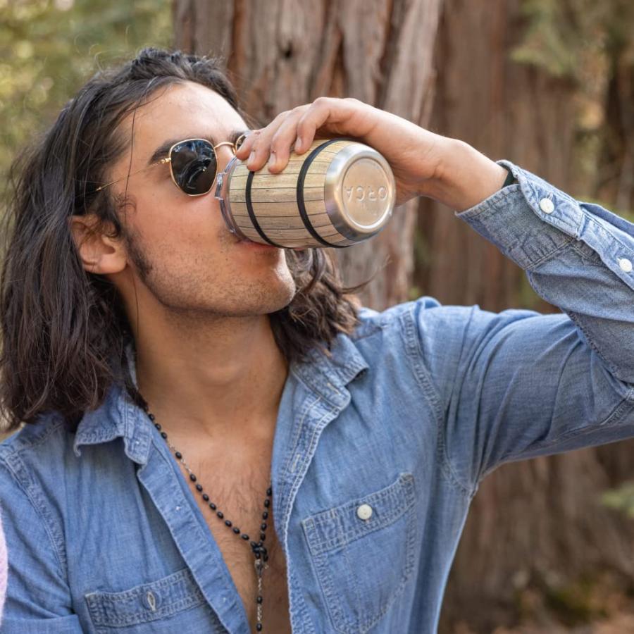 ORCA WHISKEY BARREL TUMBLER, 12 OZ. OAK WOOD GRAIN STYLE INSULATED STAINLESS STEEL WHISKEY GLASS BEER MUG KEEPS DRINKS ICE COLD | ORCA | 03