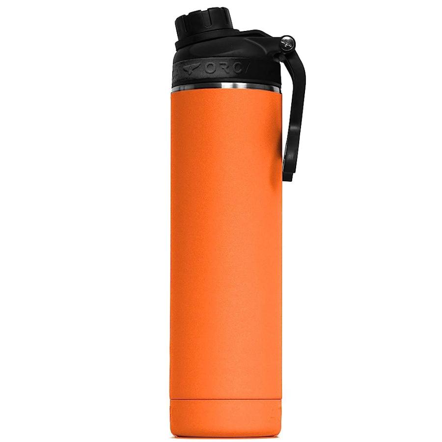 ORCA HYDRA 22 OZ. 18/8 STAINLESS STEEL INSULATED WATER BOTTLE, SCREW TOP SPORTS BOTTLE, POWDER COATED, WITH SILICONE GRIP WHALE TALE HANDLE, TOP | LES CREATIONS