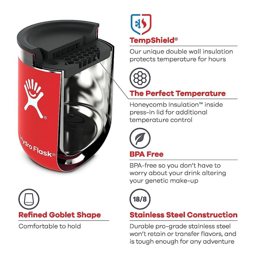 HYDRO FLASK 10 OUNCE DOUBLE WALL VACUUM INSULATED STAINLESS STEEL STEMLESS WINE TUMBLER GLASS WITH PRESS-IN LID, PACIFIC | HYDRO FLASK | 01