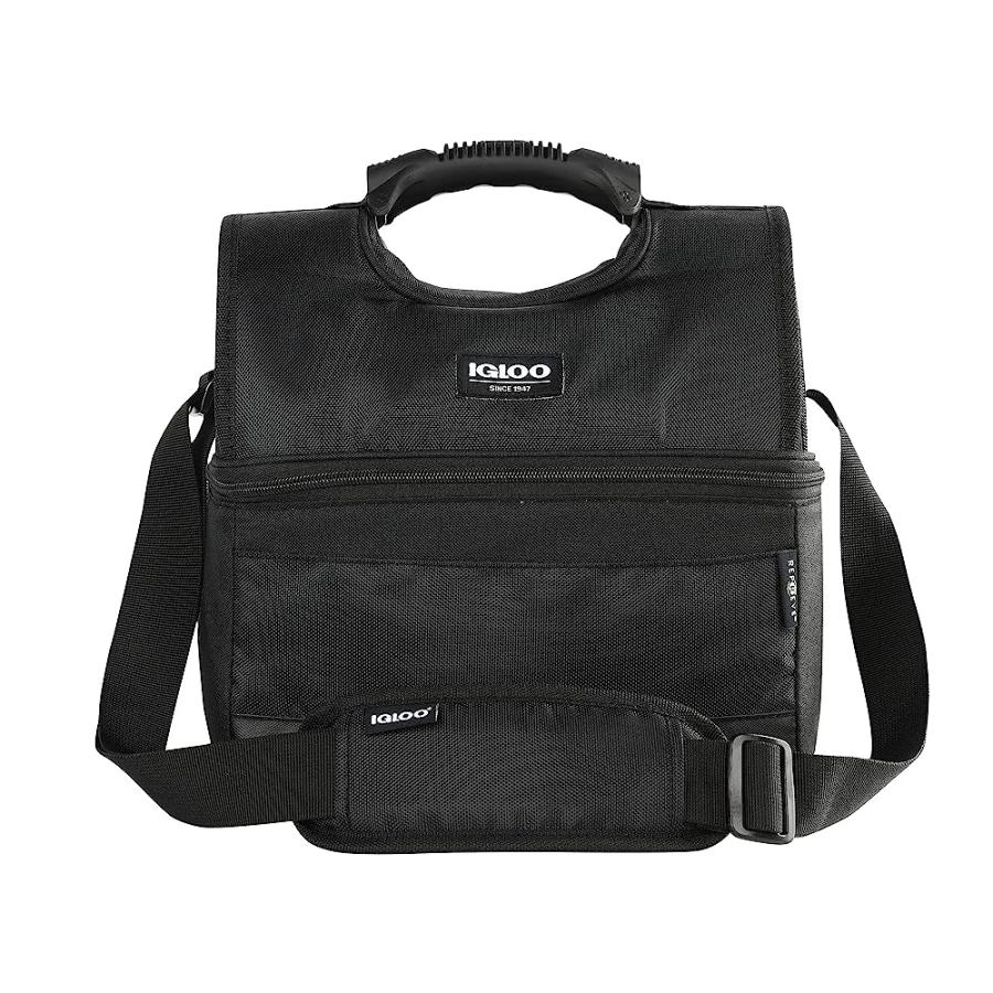 IGLOO 16-CAN DUAL COMPARTMENT INSULATED GRIPPER LUNCH BAG,CHARCOAL BLACK | igloo