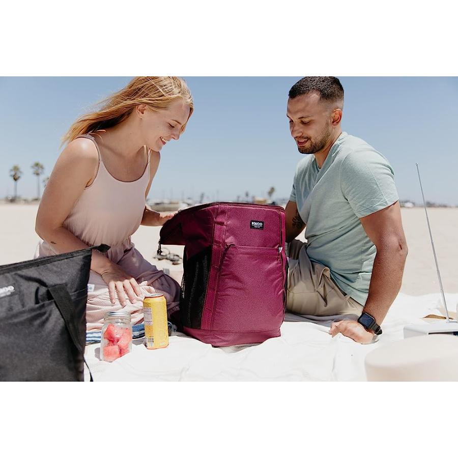 IGLOO 36-CAN REPREVE ECO FRIENDLY PORTABLE OUTDOOR INSULATED SOFT SIDE BACKPACK COOLER BAG, CHERRY | igloo | 01