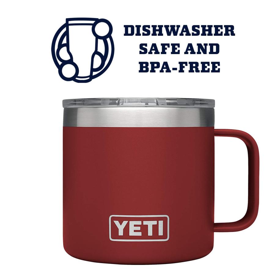 YETI Rambler 14オンス マグカップ 蓋付き 真空断熱 ステンレス製、ブリックレッド | YETI | 03