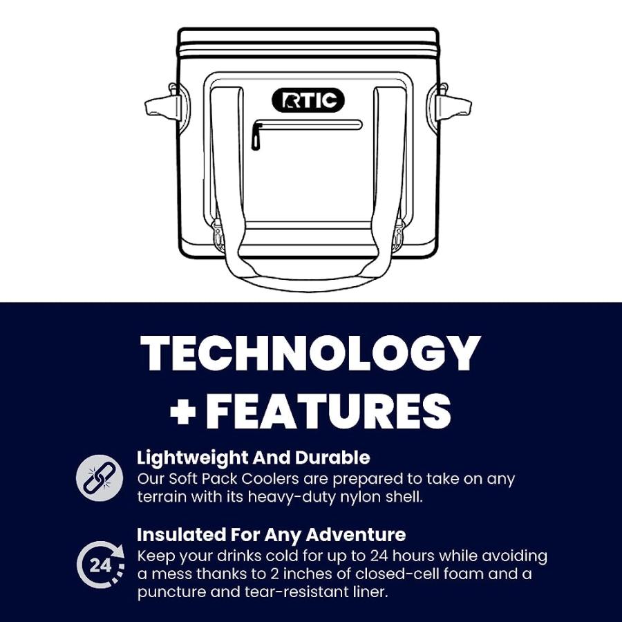 RTIC SOFT COOLER 12 CAN, INSULATED BAG PORTABLE ICE CHEST BOX FOR LUNCH, BEACH, DRINK, BEVERAGE, TRAVEL, CAMPING, PICNIC, CAR, TRIPS, FLOATING CO |  | 02