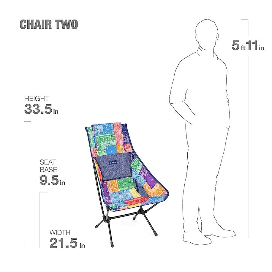 HELINOX CHAIR TWO ULTRALIGHT, HIGH-BACK, COLLAPSIBLE CAMPING CHAIR, RAINBOW BANDANA, WITH POCKETS | Helinox | 03