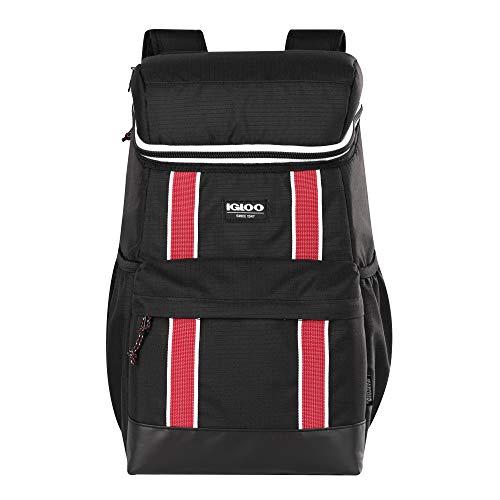 IGLOO 30 CAN LARGE PORTABLE INSULATED SOFT COOLER BACKPACK CARRY BAG, BLACK/RED | igloo | 01