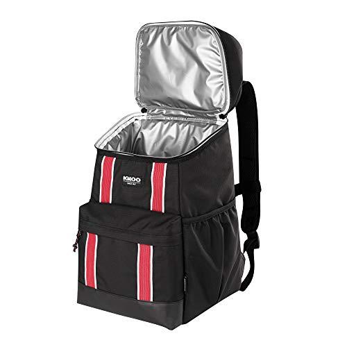 IGLOO 30 CAN LARGE PORTABLE INSULATED SOFT COOLER BACKPACK CARRY BAG, BLACK/RED | igloo | 02