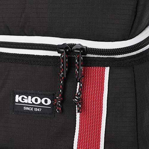 IGLOO 30 CAN LARGE PORTABLE INSULATED SOFT COOLER BACKPACK CARRY BAG, BLACK/RED | igloo | 03