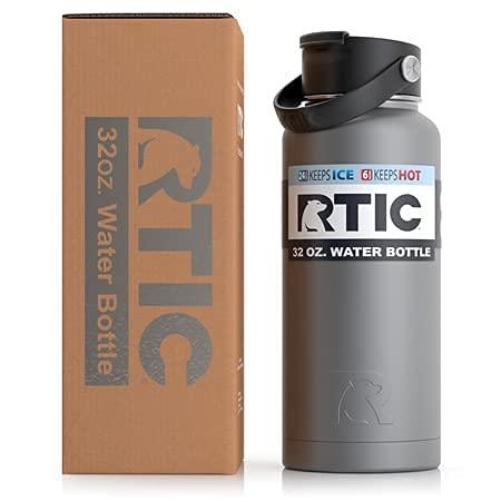 RTIC WATER BOTTLE, 32 OZ, GRAPHITE, DOUBLE VACUUM INSULATED WATER BOTTLE, STAINLESS STEEL FOR HOT & COLD DRINKS, SWEAT PROOF THERMOS, GREAT FOR T |  | 02