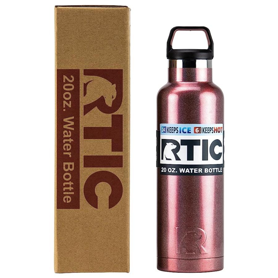 RTIC 20 OZ VACUUM INSULATED WATER BOTTLE, METAL STAINLESS STEEL DOUBLE WALL INSULATION, BPA FREE REUSABLE, LEAK-PROOF THERMOS FLASK FOR HOT AND C |  | 01
