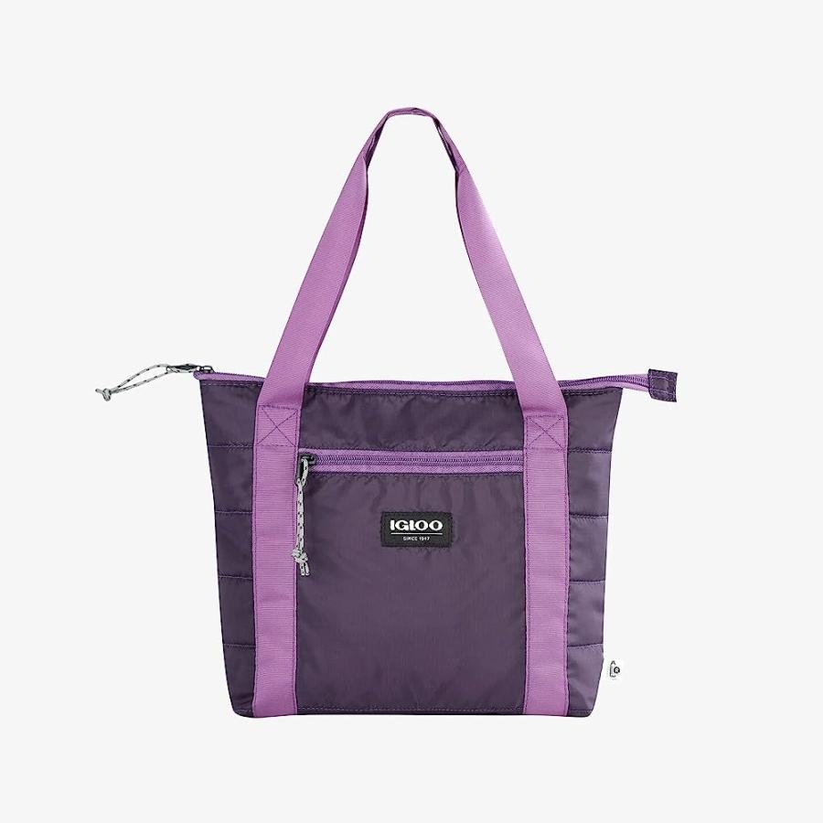 IGLOO EGGPLANT 10-CAN PACKABLE PUFFER ECO-FRIENDLY SOFTSIDED BAG | igloo