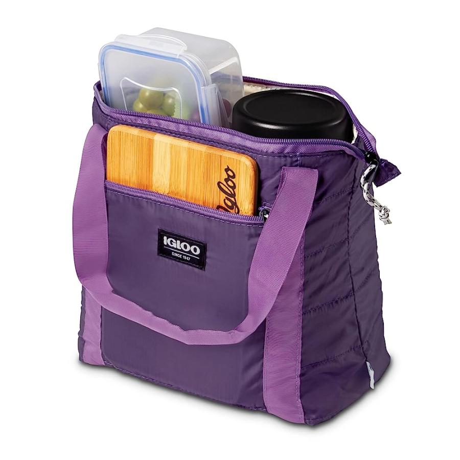 IGLOO EGGPLANT 10-CAN PACKABLE PUFFER ECO-FRIENDLY SOFTSIDED BAG | igloo | 01