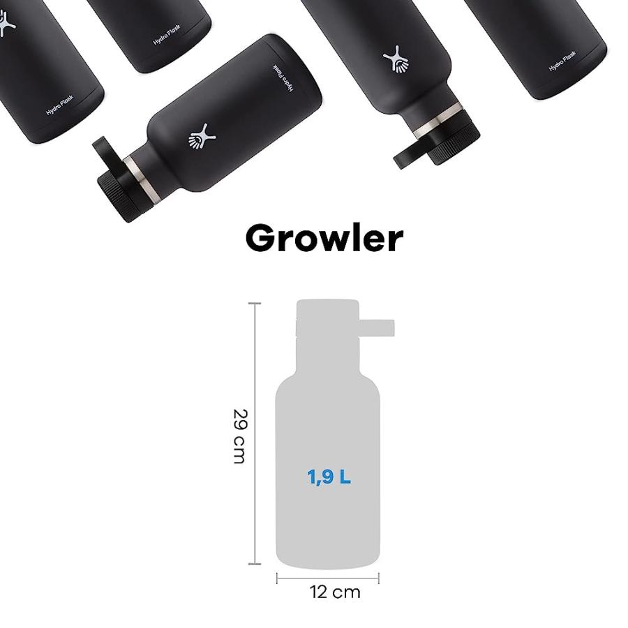 HYDRO FLASK INSULATED STAINLESS STEEL WIDE MOUTH WATER BOTTLE AND BEER GROWLER, 64-OUNCE, BLACK | HYDRO FLASK | 02