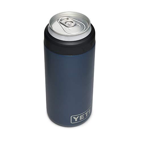 YETI Rambler 12オンス コルスター スリム缶クーラー:YETI 真空断熱 ステンレス製、ネイビー | YETI