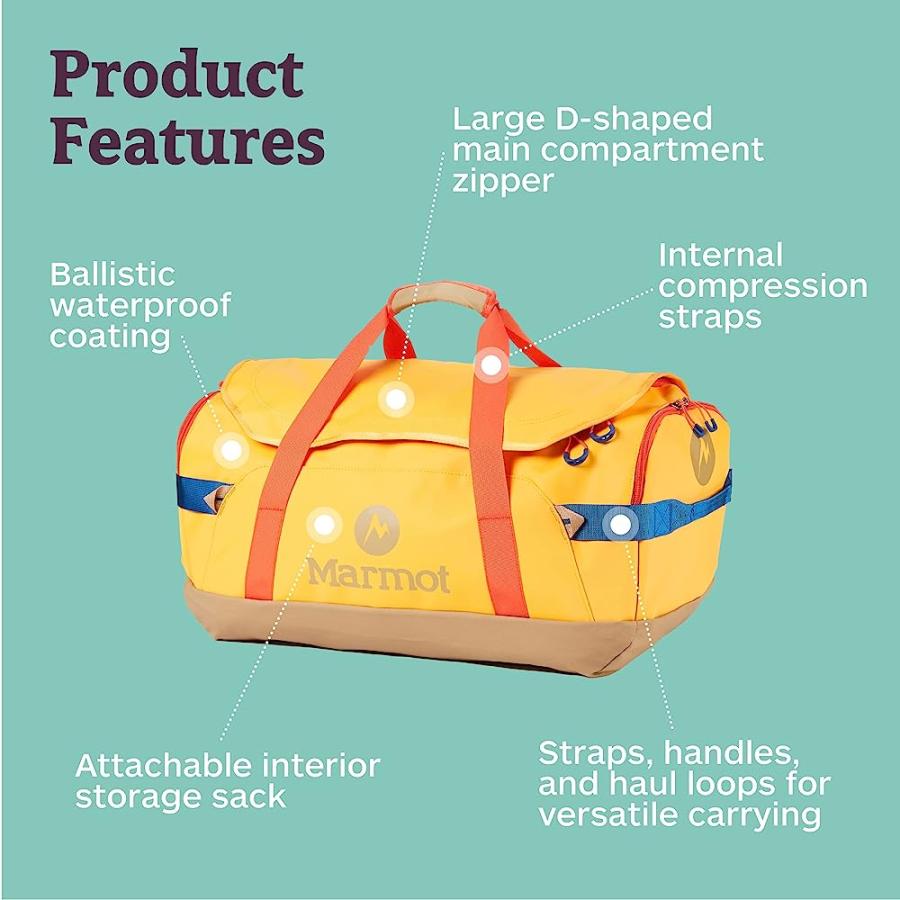 MARMOT UNISEX LONG HAULER TRAVEL DUFFEL BAG | DURABLE, WEATHER- RESISTANT | 3050CI (50 LITER), SOLAR/SHETLAND, MEDIUM | Marmot | 03