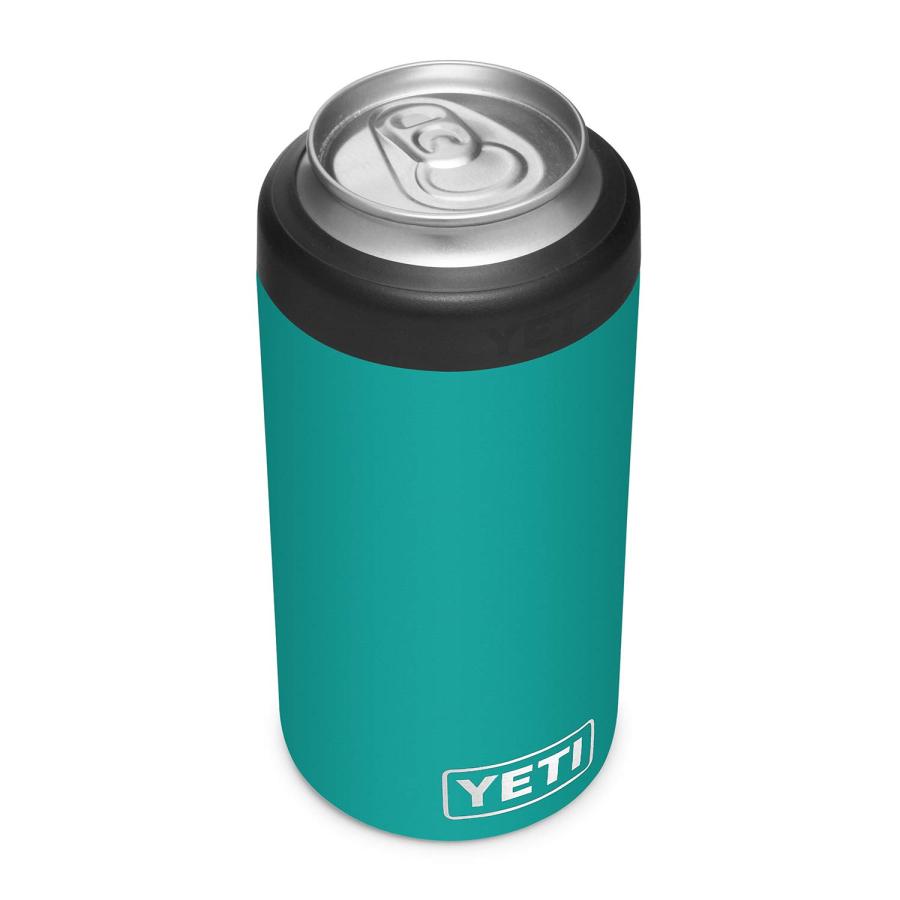YETI Rambler 16オンス コルスター トール缶クーラー:YETI 真空断熱 ステンレス製、アクアファーブルー | YETI