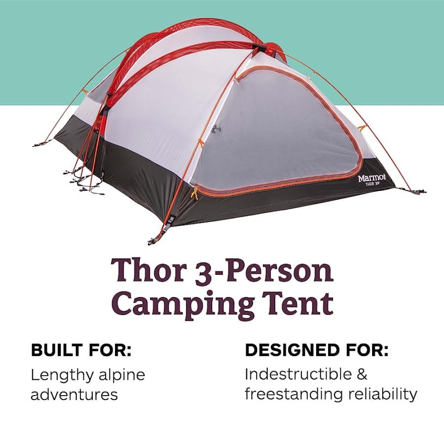 MARMOT THOR 3-PERSON TENT | EASY SET-UP, WATER-RESISTANT, STORM READY, BLAZE, 3 PERSON | Marmot | 01