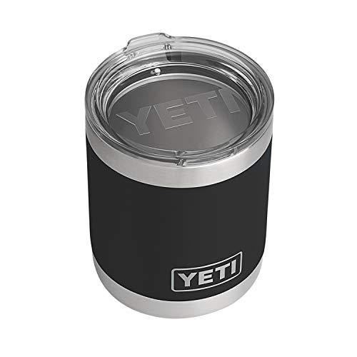YETI Rambler 10オンス ローボール 蓋付き 真空断熱 ステンレス製、ブラック | YETI