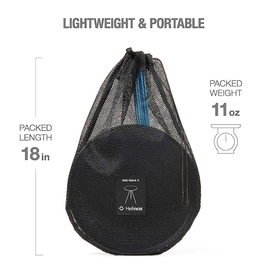 HELINOX PACKABLE SIDE TABLE FOR CAMPING, BACKPACKING, PICNICS, AND THE BEACH, SMALL - 10.5 INCH, BLACK | Helinox | 01