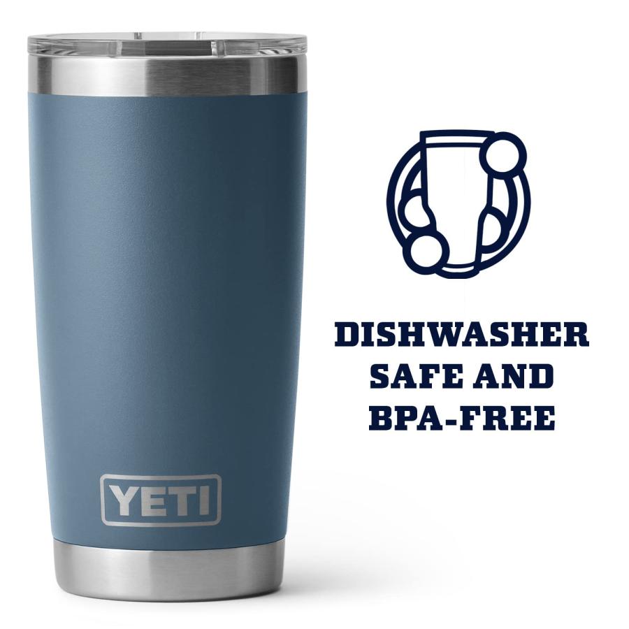 YETI Rambler 20オンス タンブラー マグスライダー蓋付き 真空断熱 ステンレス製、ノルディックブルー | YETI | 03