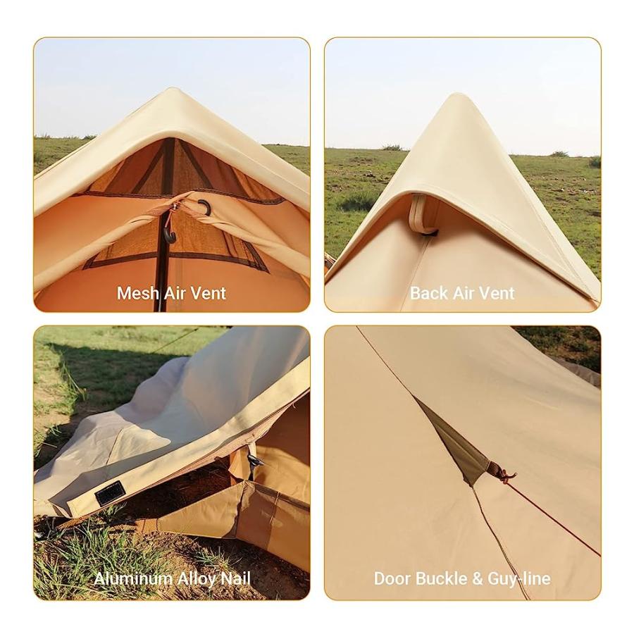KINGCAMP TORINO HOT TENT WITH STOVE JACK WIND-PROOF CANVAS TENT FOR 4 SEASONS CAMPING TEEPEE HOT TENT WITH SNOW SKIRT HIKING HUNTING LUXURY CAMPI | KingCamp | 03