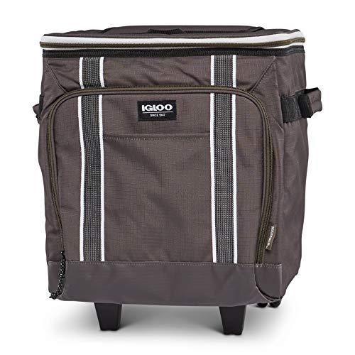 IGLOO 40 CAN LARGE PORTABLE INSULATED SOFT COOLER WITH ROLLING WHEELS, OLIVE | igloo | 01