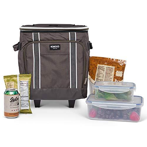 IGLOO 40 CAN LARGE PORTABLE INSULATED SOFT COOLER WITH ROLLING WHEELS, OLIVE | igloo | 08