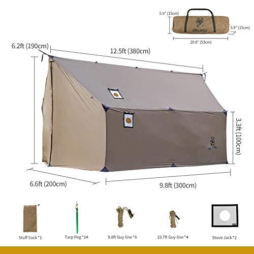 ONETIGRIS TEGIMEN HAMMOCK HOT TENT WITH STOVE JACK, SPACIOUS VERSATILE WALL TENT WITH SNOW SKIRT, 3000MM WATERPROOF WITH ZIPPERED TENT BAG |  | 02