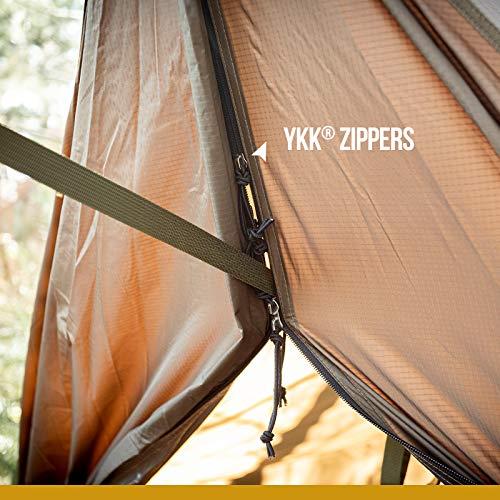 ONETIGRIS TEGIMEN HAMMOCK HOT TENT WITH STOVE JACK, SPACIOUS VERSATILE WALL TENT WITH SNOW SKIRT, 3000MM WATERPROOF WITH ZIPPERED TENT BAG |  | 05