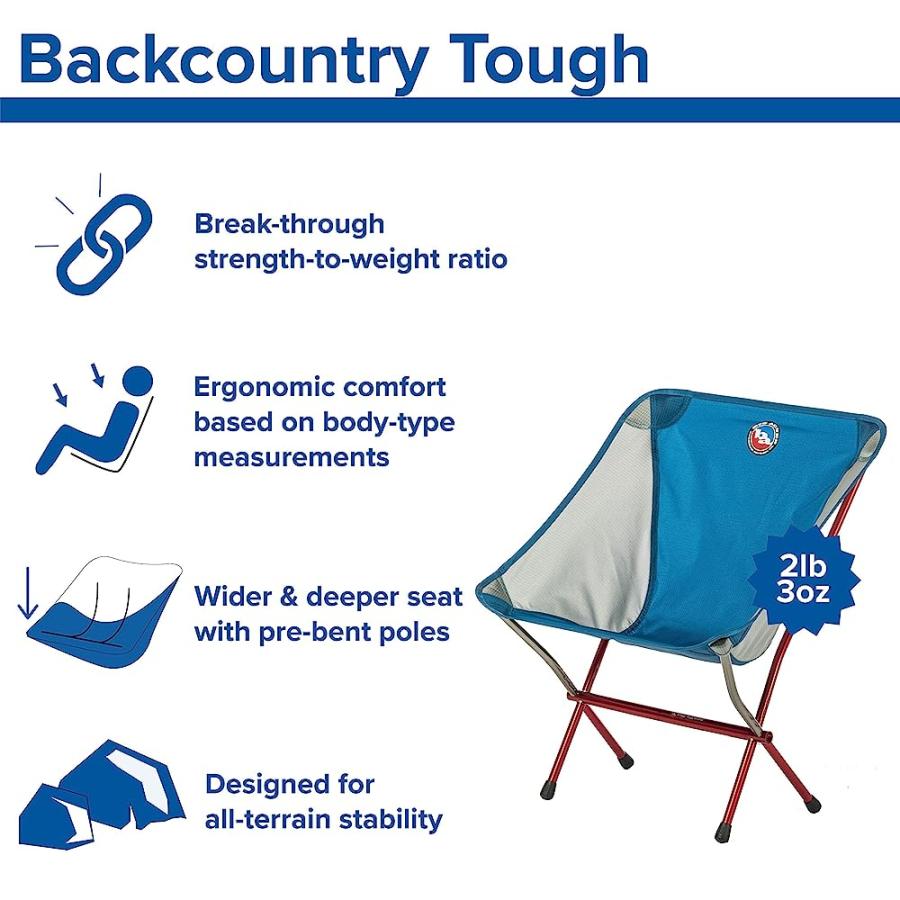 BIG AGNES MICA BASIN CHAIR- ULTRALIGHT, PORTABLE CHAIR FOR CAMPING AND BACKPACKING, BLUE/GRAY | BIG AGNES | 01
