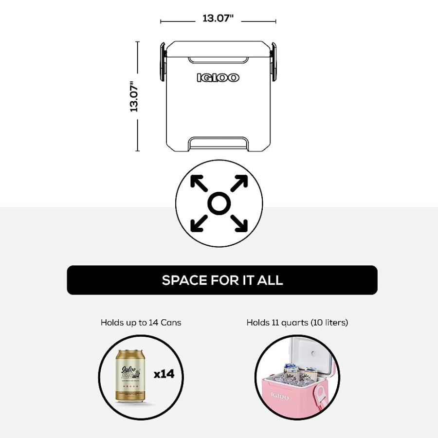 IGLOO PINK 11 QT TAG ALONG TOO STRAPPED PICNIC STYLE COOLER | igloo | 04