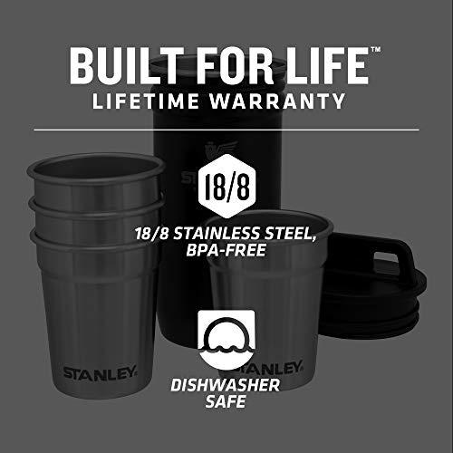STANLEY ADVENTURE NESTING SHOT GLASS SET, 4 STAINLESS STEEL SHOT GLASSES WITH RUGGED METAL TRAVEL CARRY CASE, CAMPING GIFTS, MATTE BLACK, 2OZ | STANLEY | 01