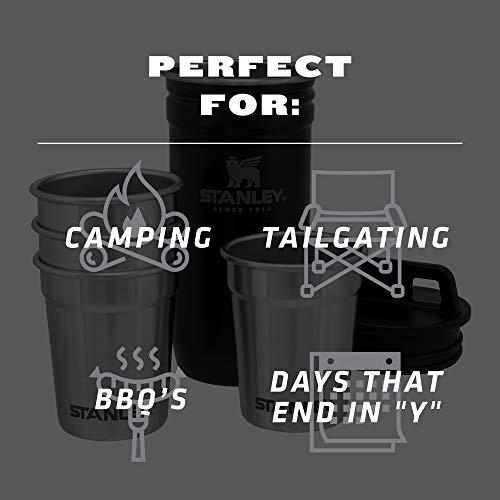 STANLEY ADVENTURE NESTING SHOT GLASS SET, 4 STAINLESS STEEL SHOT GLASSES WITH RUGGED METAL TRAVEL CARRY CASE, CAMPING GIFTS, MATTE BLACK, 2OZ | STANLEY | 02