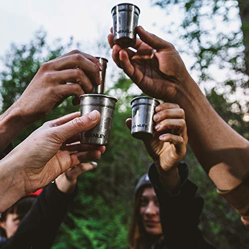 STANLEY ADVENTURE NESTING SHOT GLASS SET, 4 STAINLESS STEEL SHOT GLASSES WITH RUGGED METAL TRAVEL CARRY CASE, CAMPING GIFTS, MATTE BLACK, 2OZ | STANLEY | 05