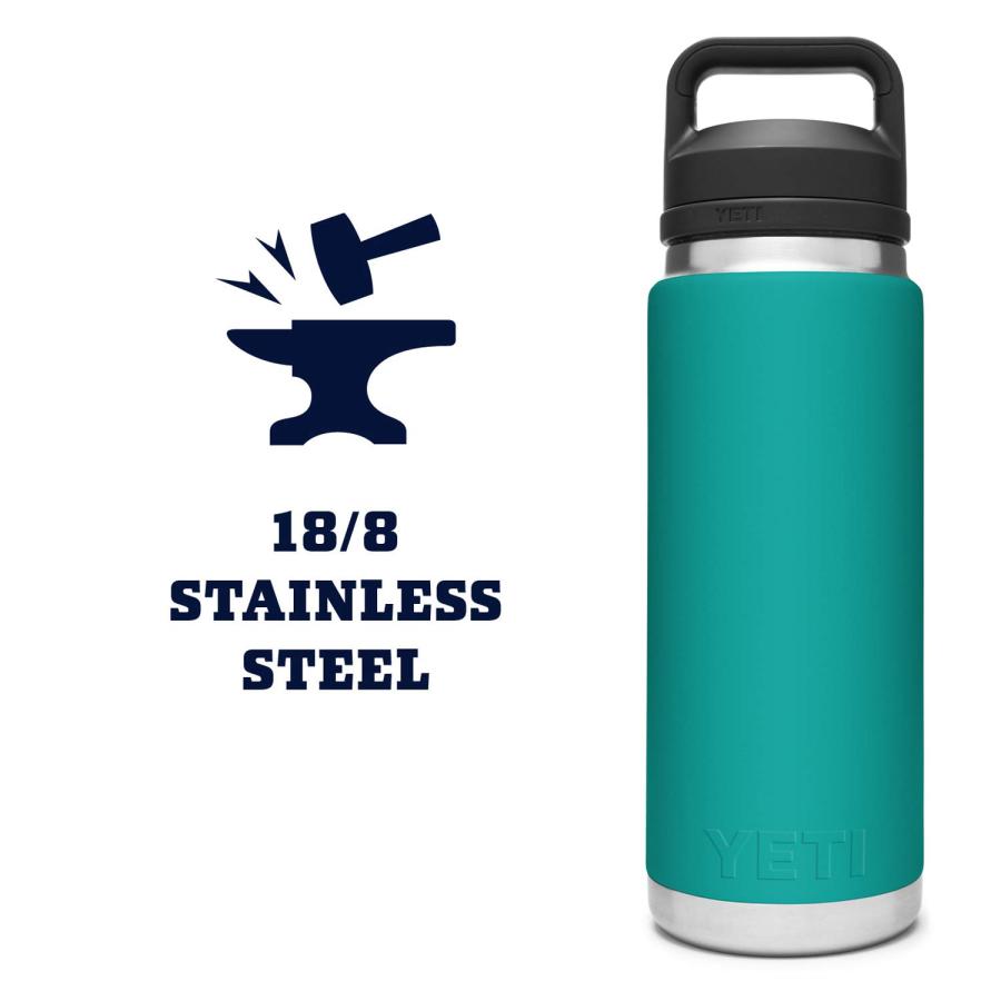 YETI Rambler 26オンス ボトル キャップ付き 真空断熱 ステンレス製、アクアファーブルー | YETI | 05