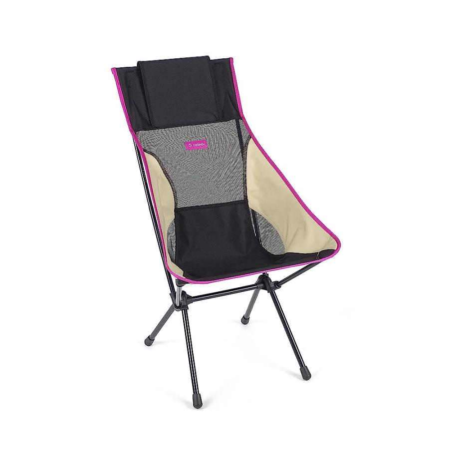 HELINOX SUNSET CHAIR LIGHTWEIGHT, HIGH-BACK, COMPACT, COLLAPSIBLE CAMPING CHAIR, BLACK/KHAKI/PURPLE, WITH POCKETS | Helinox