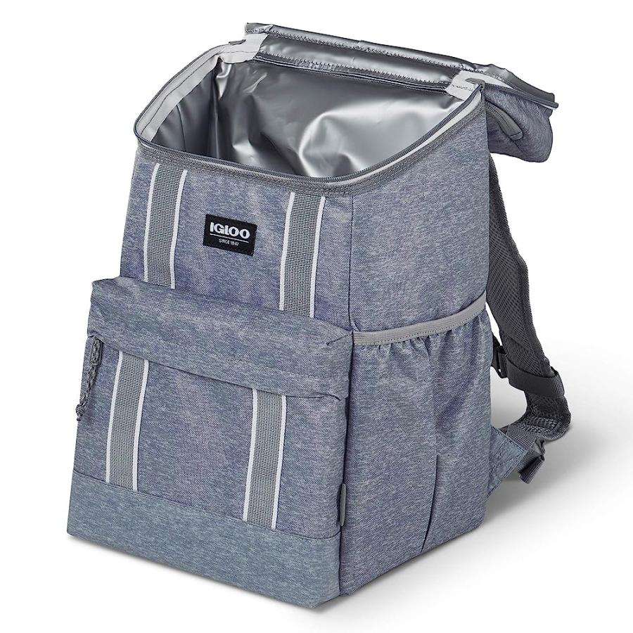 IGLOO 30 CAN LARGE PORTABLE INSULATED SOFT COOLER BACKPACK CARRY BAG, LIGHT GRAY | igloo | 02