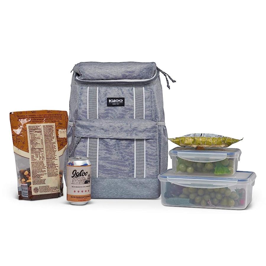 IGLOO 30 CAN LARGE PORTABLE INSULATED SOFT COOLER BACKPACK CARRY BAG, LIGHT GRAY | igloo | 03
