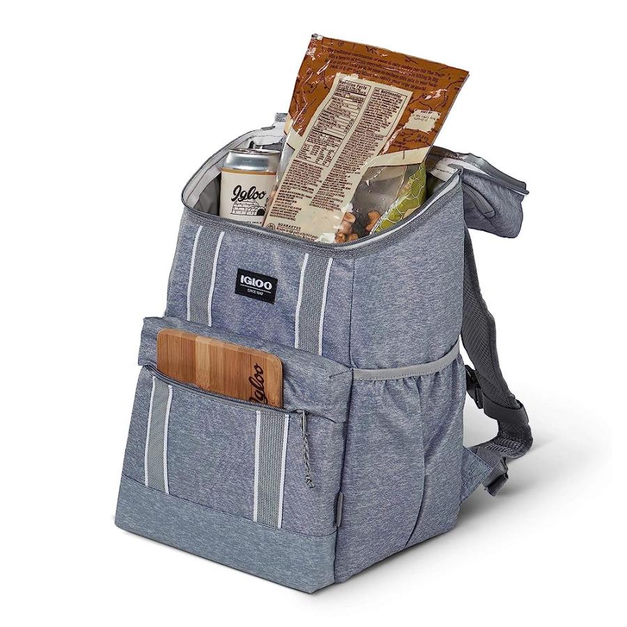 IGLOO 30 CAN LARGE PORTABLE INSULATED SOFT COOLER BACKPACK CARRY BAG, LIGHT GRAY | igloo | 04