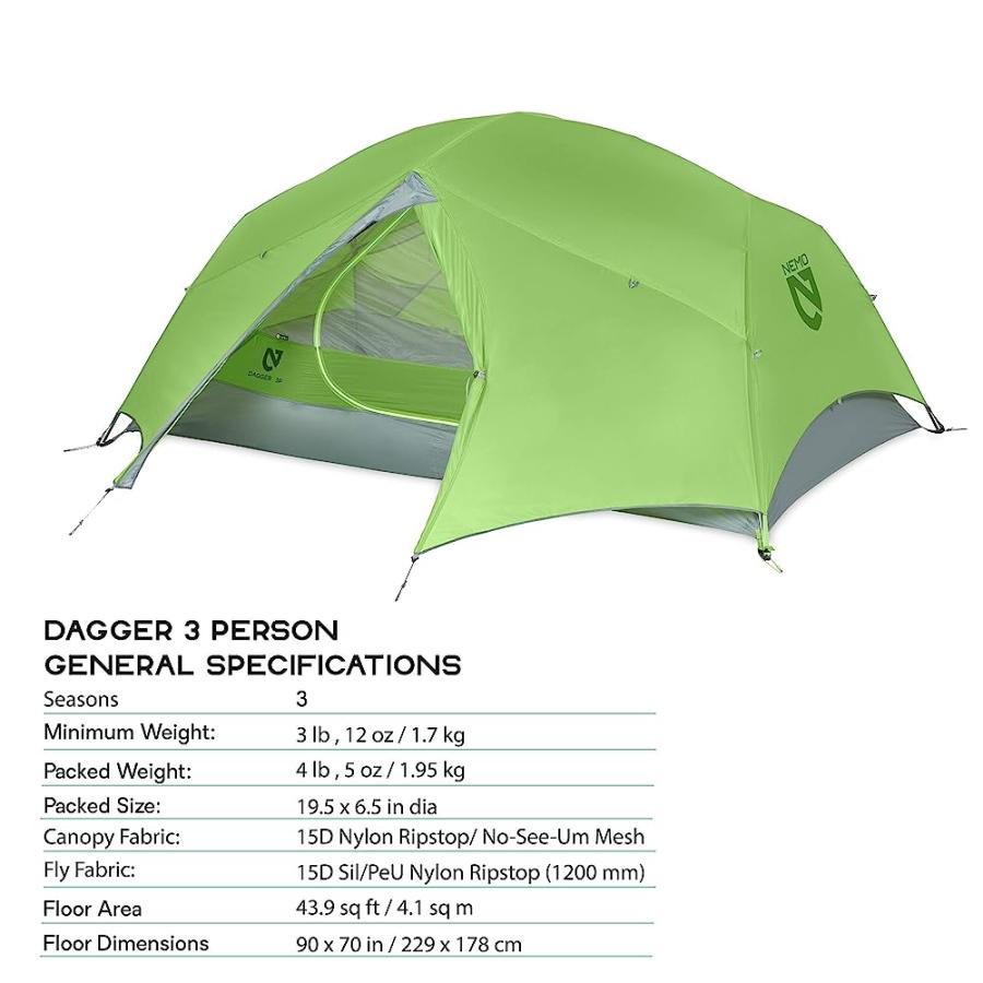 NEMO DAGGER ULTRALIGHT BACKPACKING TENT, BIRCH LEAF GREEN, 3 PERSON | NEMO | 01