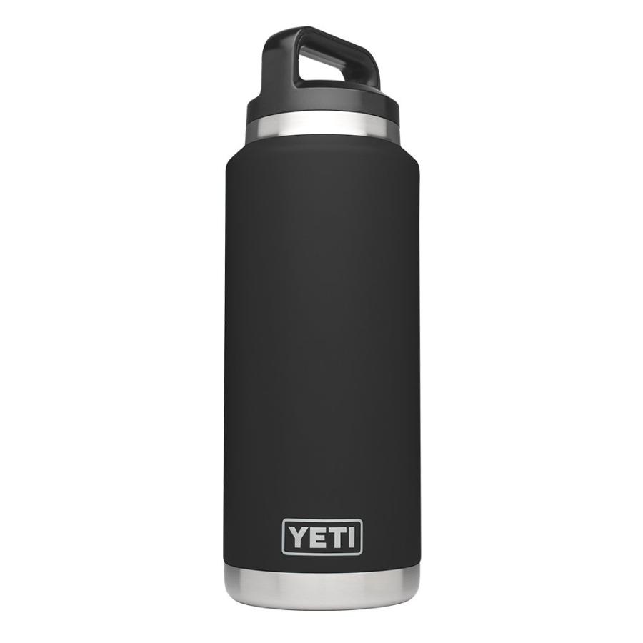 YETI RAMBLER 36OZ VACUUM INSULATED STAINLESS STEEL BOTTLE WITH CAP (STAINLESS STEEL) (BLACK) | YETI