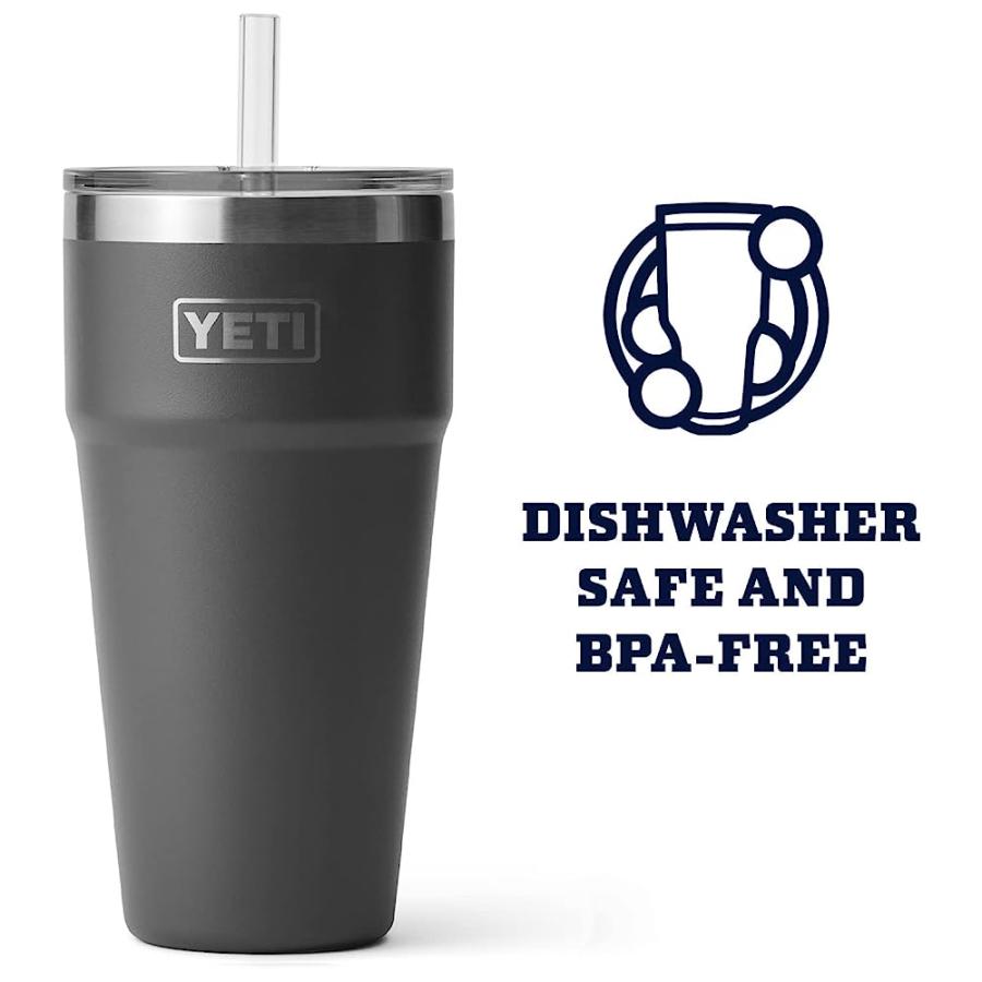 YETI RAMBLER 26 OZ STRAW CUP, VACUUM INSULATED, STAINLESS STEEL WITH STRAW LID, CHARCOAL | YETI | 02